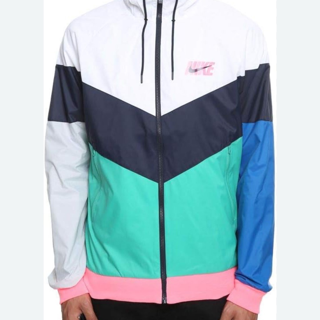 Nike Lightweight Jacket In White And Black With Colorful Design